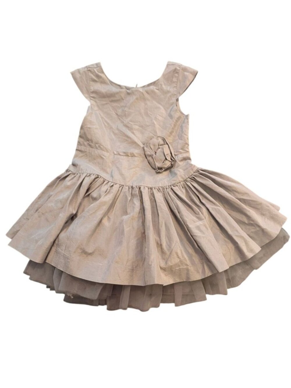 Janie and Jack Baby Girl Gray Dress With Tulle Skirt & Flower Accent 18-24 Month